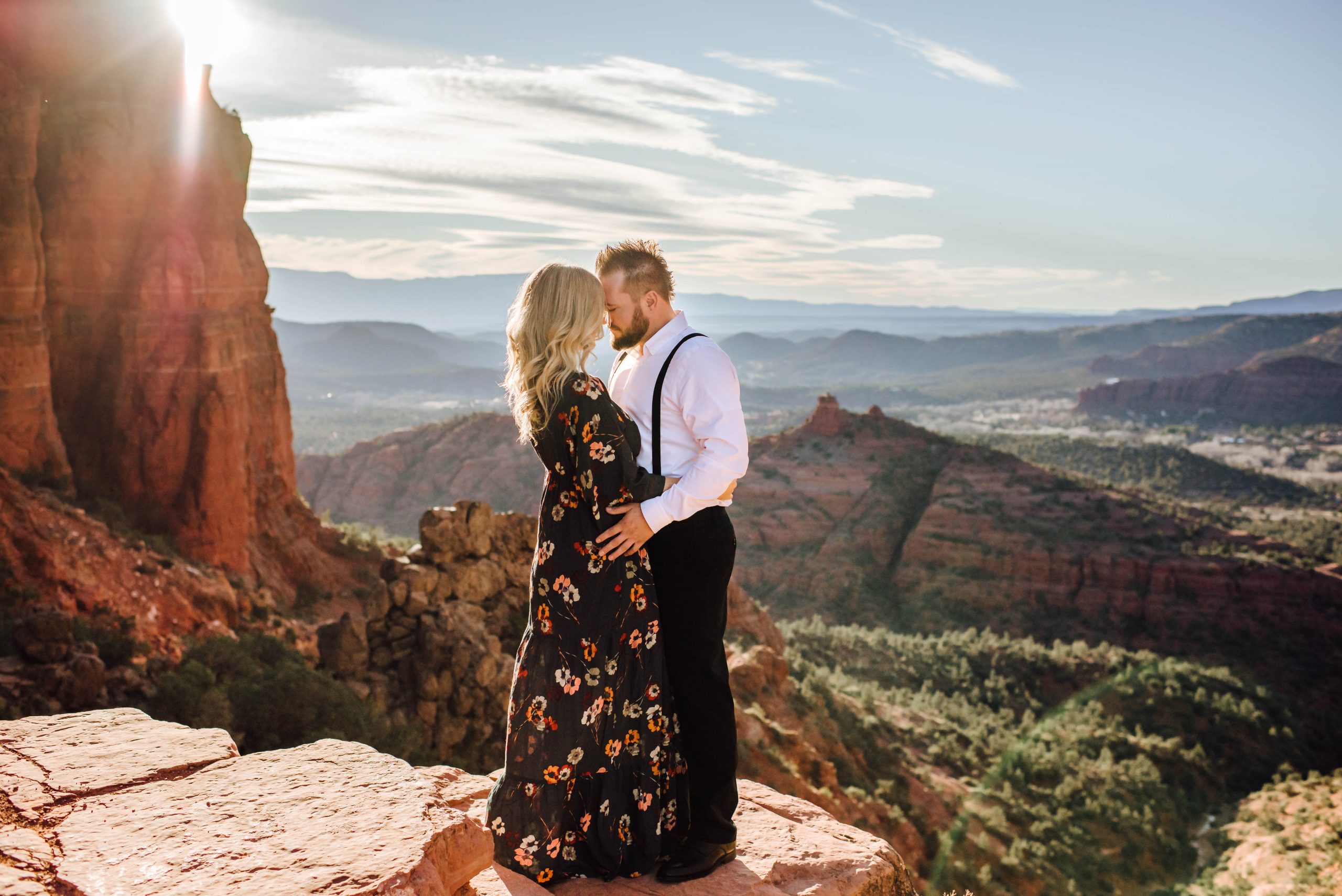 Engagement session taking place on top of Cathedral Rock in Sedona, AZ
