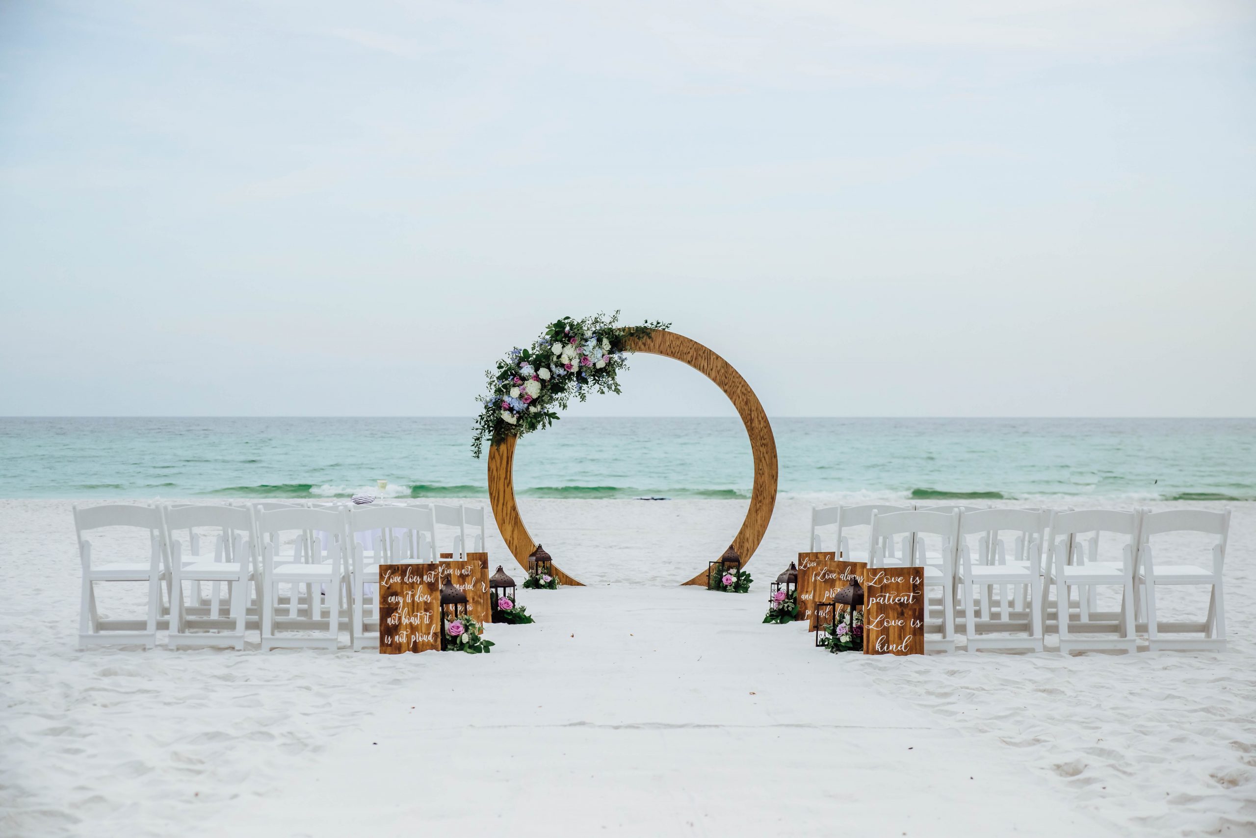 Circle Wedding Arbor on the white sand beach in Destin, Florida