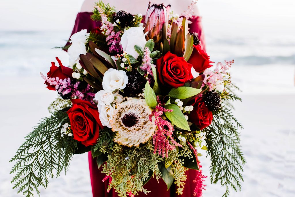 Winter themed bridal bouquet made by Destin Floral Designs in Miramar Beach, FL