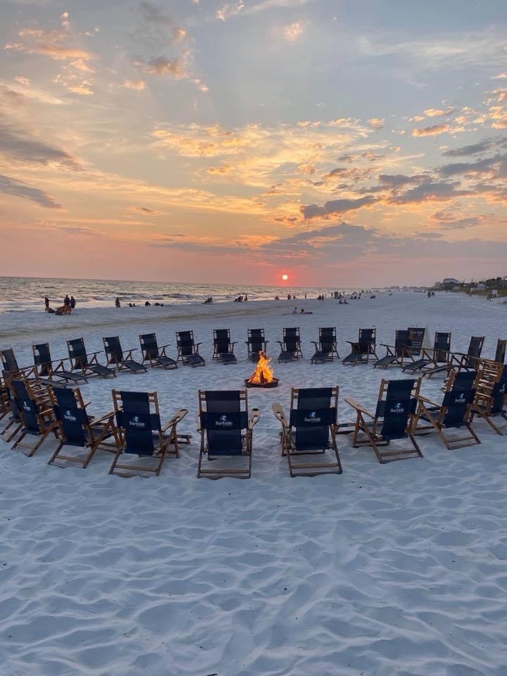 Beach bonfire by the Royal Palm Grill in Miramar beach, FL for your bachelorette party