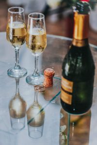 Champagne wedding toast during elopement